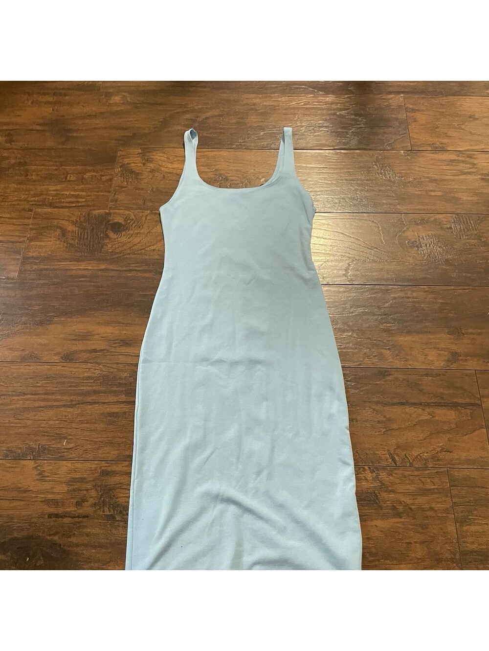 ZARA Elastic Trim bodycon ribbed midi dress Baby Blue women’s size L